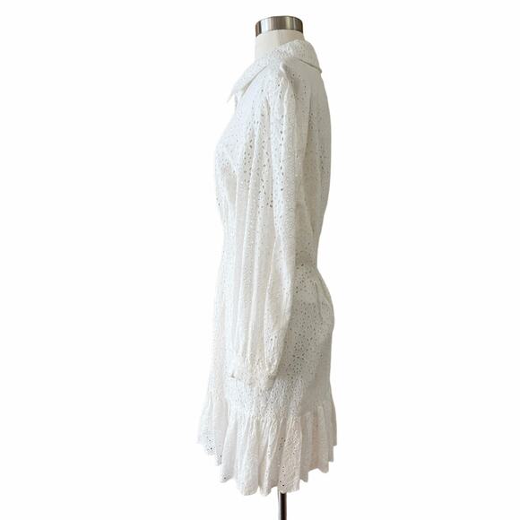 VERONICA BEARD Kylan Dress Mini Button Down Collared Cotton White Long Sleeve 12 - Picture 7 of 11